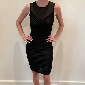 French Connection Black Mesh Body-con Dress